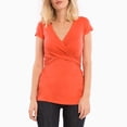 thumbnail image 4 of Bwiyojiz Tailles P-TTG Robe de Maternité de Printemps Mode T-Shirt à Manches Courtes d'Été Uni Col en V Décontracté Bouton Chemisiers Réguliers Spring's Tops Trends Vêtements de Grossesse, Cadeaux pour Sœurs de la Part d'Une Sœur, 4 of 9