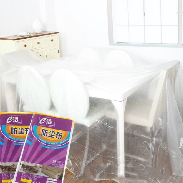 MYG Polythylene Dust Sheet Large Clear Waterproof Cover Protection Plastic for Outdoor Furniture, Sofa, Desk, Chair, 2.75x3.65m, Transparent