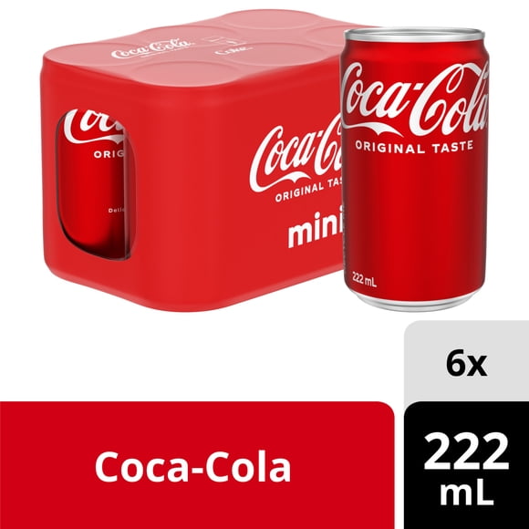 Coca-Cola Soda Pop Cans, 222 mL, 6 Pack