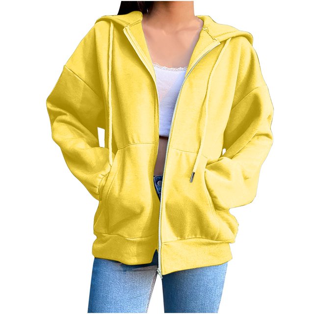 Timegard Chandails à Capuche Zippés pour Femmes Automne Hiver Chandails à Cordon Vestes Confortables Hauts à Manches Longues
