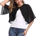 thumbnail image 2 of Timegard Shrugs for Dresses Chiffon Lightweight Short Sleeve Open Front Cardigan Outerwear Shawl Cape, 2 of 9