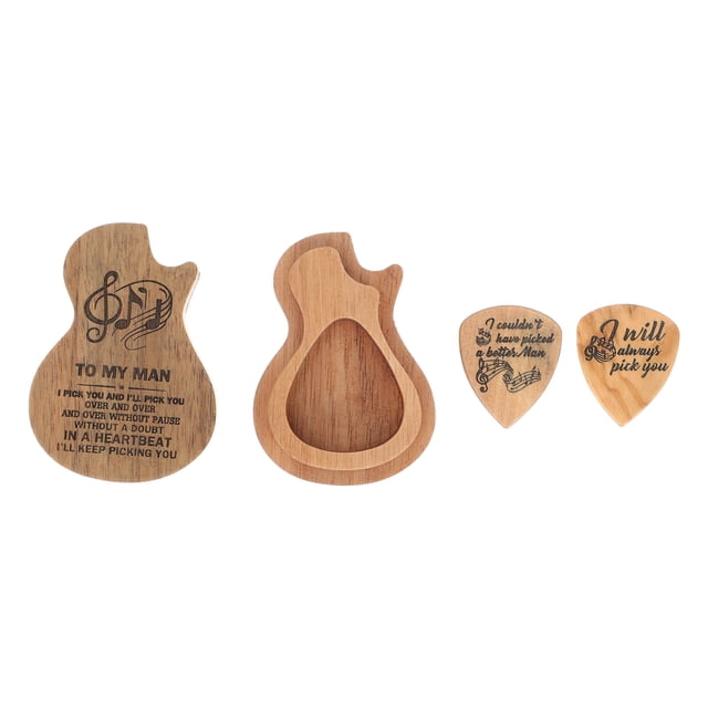 Miangastore Boîte de Rangement pour Organiseur de Pics de Guitare pour Guitaristes Étui en Bois Design 1 Ensemble 6.5x4.7cm