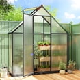 thumbnail image 2 of Outsunny Serre en Polycarbonate à Entrée Piétonne avec Porte à Bascule, Noire, 2 of 10