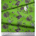 thumbnail image 3 of Soimoi Green polyester Georgette Fabric Floral, & American Robin Bird Print Fabric by Yard 42 Inch Wide, 3 of 3