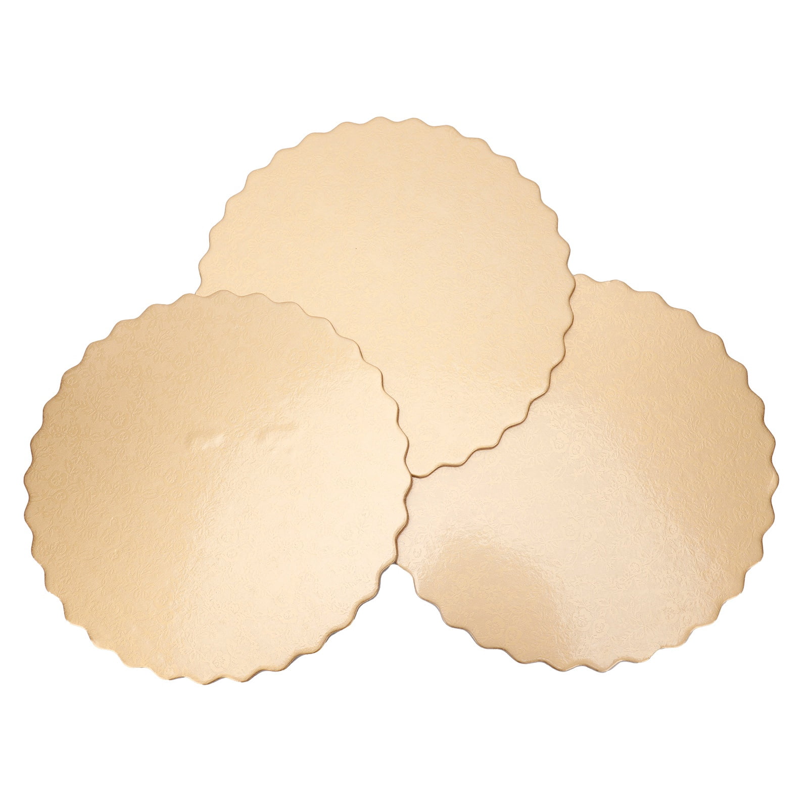 10PCS Double Sided Pattern Round Cake Boards, Thicken Cardboard, Gold + Silver, Lace Decoration, Reusable Cake Trays for Wedding, Birthday Party
