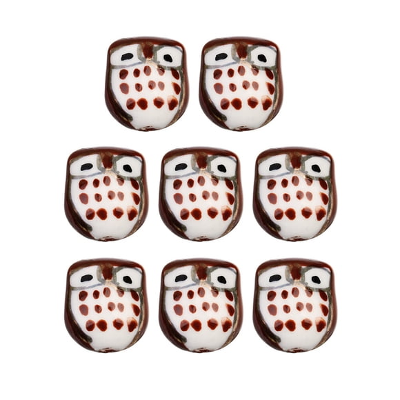 10 Pcs Perles en Céramique Hibou Dessin Animé Bricolage Perles en Vrac Bricolage Accessoires de Bijoux Céramiques Perles Dispersées (Café)