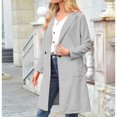 thumbnail image 3 of Women‘s Spring And Autumn Lapel Wool Solid Color Long Sleeve Wool Long Pocket Jacket Suits, 3 of 6
