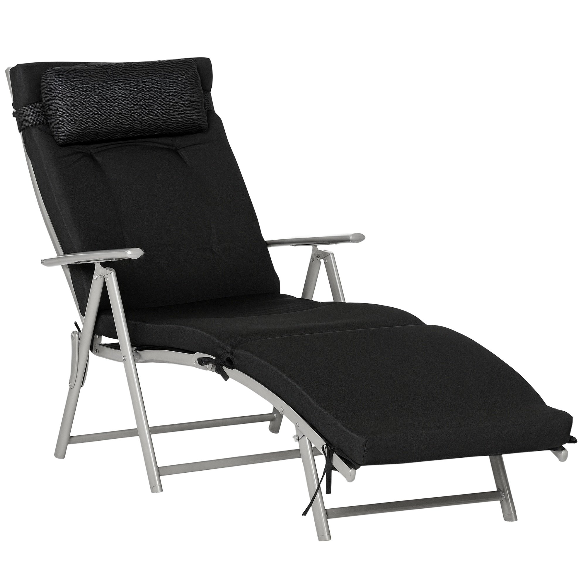 Outsunny Outdoor Chaise Lounge Chair with Folding Design Black