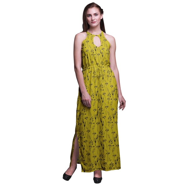 Bimba Robe Longue Maxi Sans Manches à Imprimé pour Femmes avec Fentes Latérales Tenue d'Été-Xxx-Grand