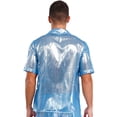 thumbnail image 2 of Miaeowve Mens Shiny Sheer Top PVC Leather Wet Look Glossy T-Shirt for Halloween Beach Pool Rave Party Light Blue S, 2 of 7