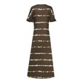 thumbnail image 4 of VEKDONE Robe Maxi d'Été pour Femme à Manches Courtes, Rayée, Décontractée, Longue, de Plage, Coupe Ample, Col en V, Robe Soleil, Détente, Fluide, Robe T-Shirt, 4 of 7