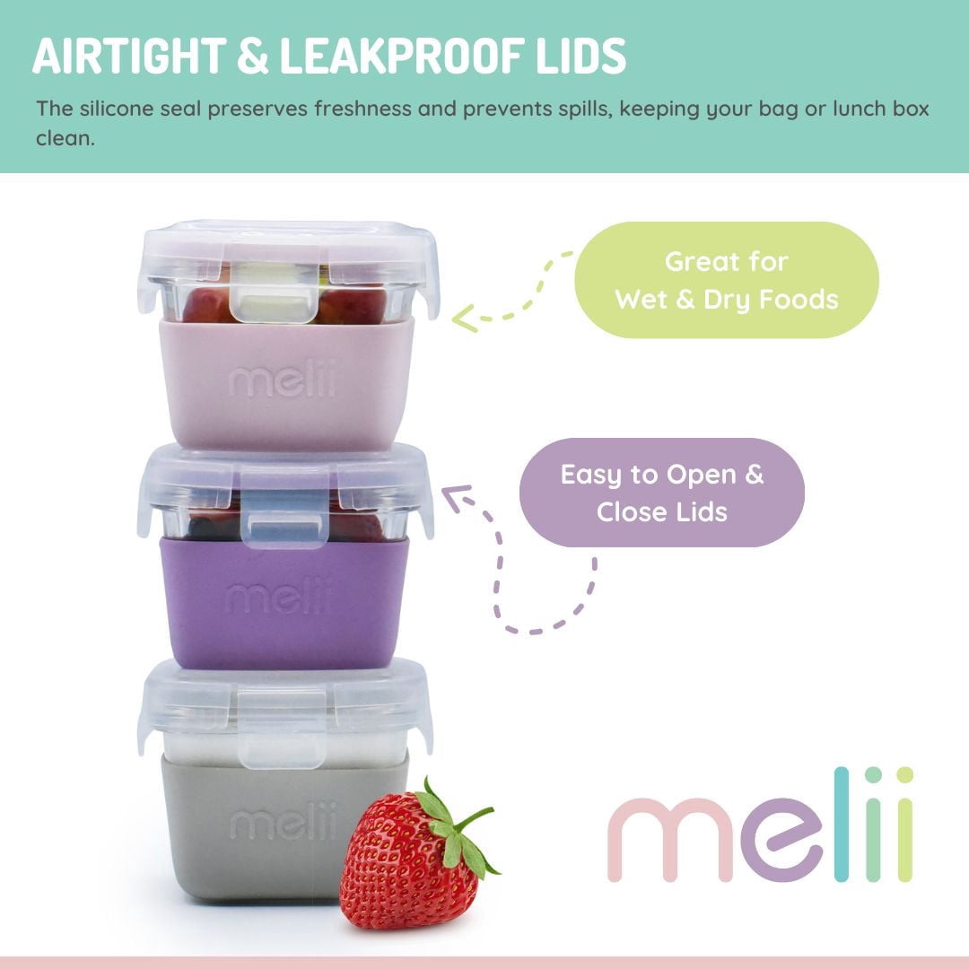 Melii Contenants Alimentaire en Verre avec Housse en Silicone 3pk