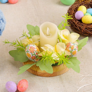 Amzcrzy Simulation Candle Holder Easter Eggs Candle Holders Arrangement Living Room Table Simulation Flower Candle Wreath Ambience Decoration Candle Cup Props Home Decor Home Decoration Fall Decor