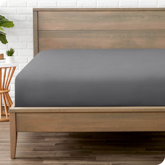 Bare Home Drap-Housse - Premium 1800 Collection - Poche Profonde - Ultra Doux, Résistant aux Plis - Tête Fendue Flex Très Grand, Gris