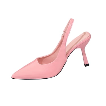 Womens Shoes Casual, Casual Solid Color Pointed Toe Closed Toe Side Elastic Open Back Heels, Women's Heels