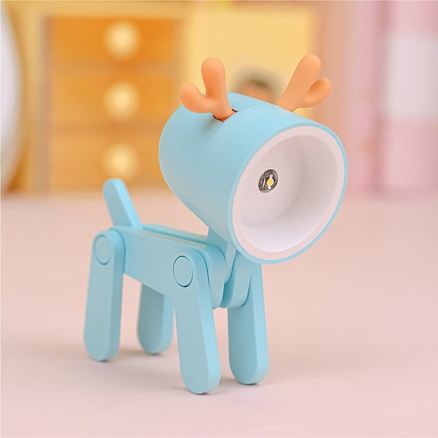 Meitianfacai Cute Pet Night Light Student Dormitory Reading Mini Table Lamp Bedroom Sleep Lamp Desktop Decoration, Blue