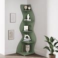 thumbnail image 1 of Tribesigns Étagère d'Angle, Bibliothèque d'Angle Murale Moderne à 5 Niveaux, Petite Bibliothèque d'Angle Élégante Support de Rangement pour Plantes avec Forme Unique pour Salon, Bureau à Domicile (Vert), 1 of 6