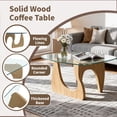 thumbnail image 4 of ClinQ 31.5" Coffee Table for Living Room, Mid Century Modern Center Table with Clear Glass Top and Cherry Wood Base, Transparent/Cherry, 4 of 6