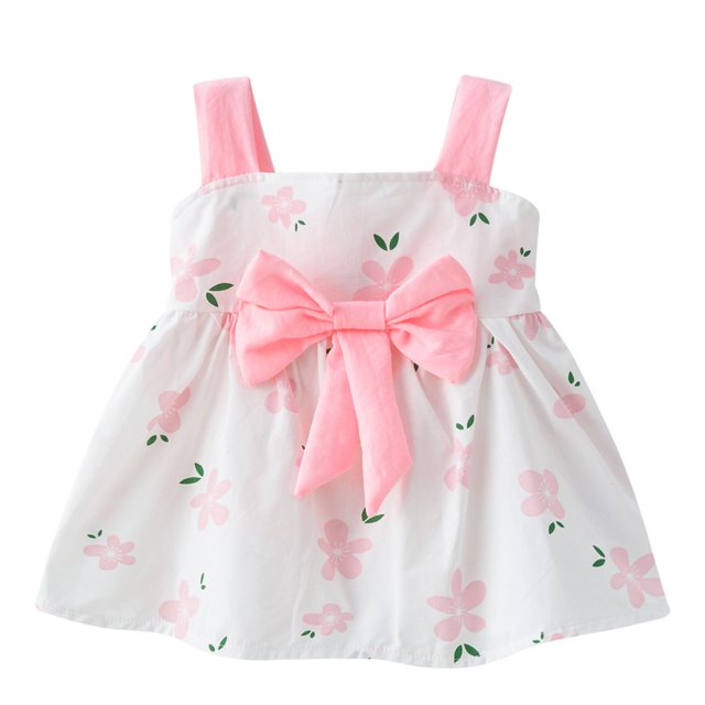 Penkiiy Robe Nuisette d'Été Mignonne à Imprimé Floral pour Tout-Petits Enfants Bébés Filles, Robe Princesse avec Nœud, Déguisement Princesse 2-3 Ans Rose Offre Été 2023
