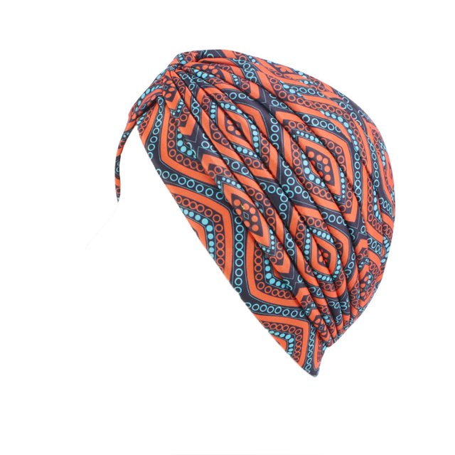 Ladies Turban Polyester Reusable Washable Foldable Decorative is designed and Cap Indoor Outdoor Walking Working Head Bonnet Beanie Brown