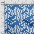 thumbnail image 2 of oneOone Cotton Poplin Blue Fabric Geometric Craft Projects Decor Fabric Printed By The Yard 42 Inch Wide, 2 of 4