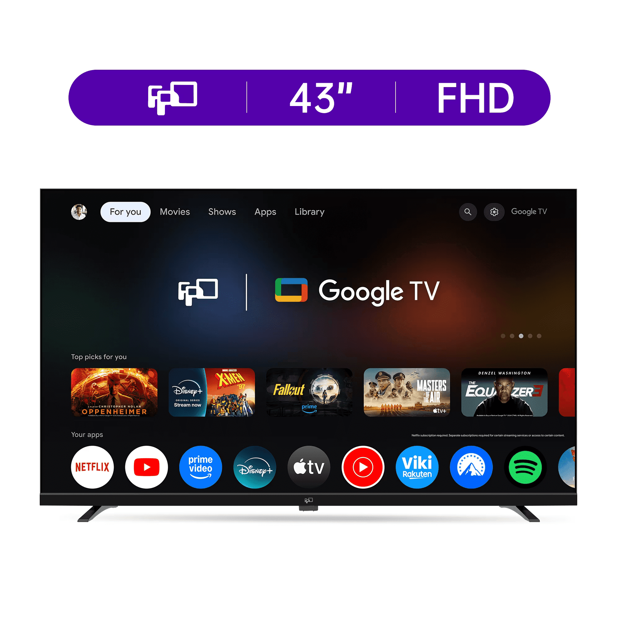 43インチ Google TV フルHD 1080P FPD 43-inch Smart TV, 1080P Full HD LED Television with Google TV
