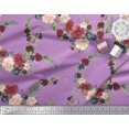 thumbnail image 2 of Soimoi Purple polyester Crepe Fabric Ranunculus & Penoy Floral Print Print Fabric by the Yard 52 Inch Wide, 2 of 3