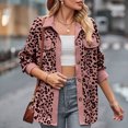 thumbnail image 2 of PEZHADA Womens Shacket Jacket New Leopard Print Button Long Sleeve Jacket Shirt Coat with Pocket Pink, 2 of 6