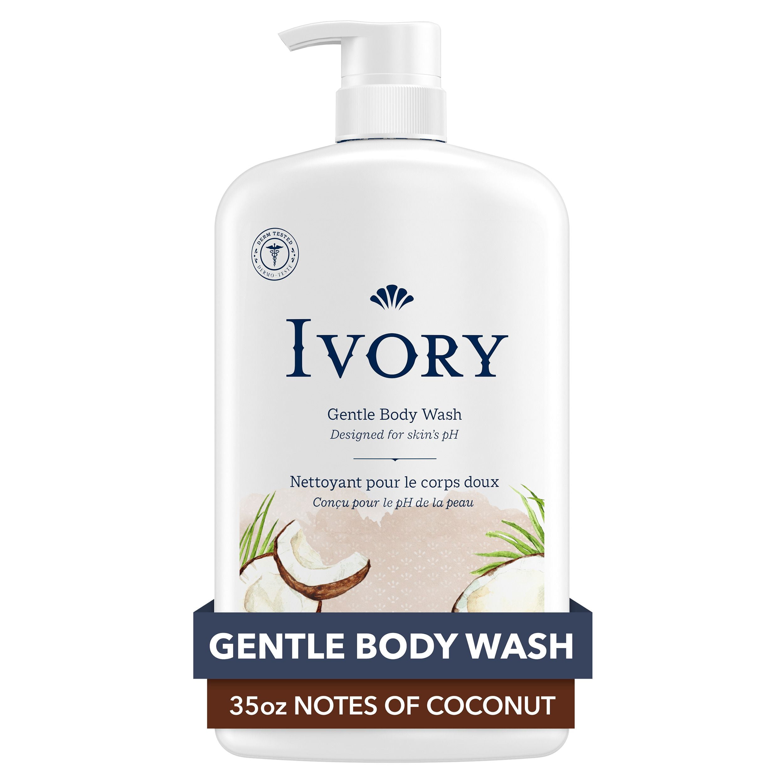 Ivory Nettoyant pour le Corps Doux et Délicat, Parfum de Noix de Coco