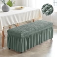 thumbnail image 3 of Long Bench Cover Stretch Seat Case Protector Removable Piano Bench Cushion Cover for Hotel, Kitchen, Bedroom, Living Room, Decor Green, 3 of 8
