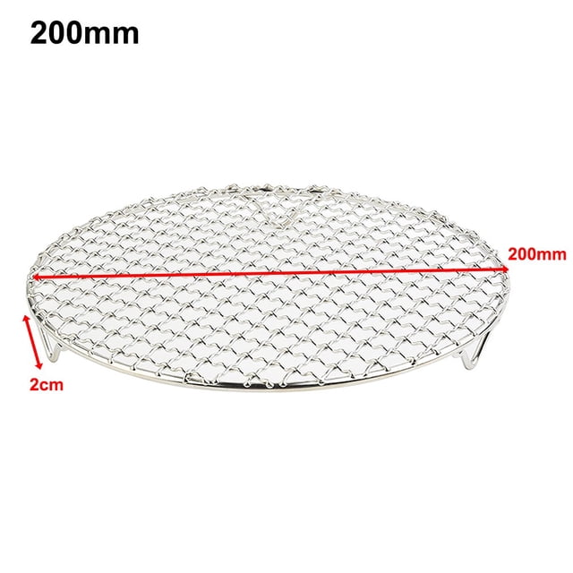 Round Cooking Rack 8-inch 201 Stainless Steel Cross Wire Barbecue Grill Net with 20mm Legs for Cooking Baking Steaming BBQ