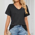 thumbnail image 2 of B91xZ Hauts pour Femmes 2024 Manches Courtes Col Rond Chemises T-Shirt Décontracté Ample Printemps Hauts, Noir S, 2 of 5