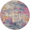 thumbnail image 1 of homeroots Décoration Intérieure 385715 Tapis Rond 5 Pieds Ivoire et Multi Abstrait, 1 of 1