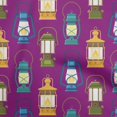 thumbnail image 1 of oneOone Silk Tabby Purple Fabric Retro Lantern Craft Projects Decor Fabric Printed By The Yard 42 Inch Wide, 1 of 1