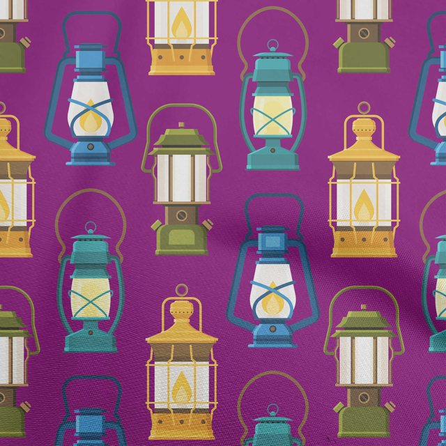 oneOone Silk Tabby Purple Fabric Retro Lantern Craft Projects Decor Fabric Printed By The Yard 42 Inch Wide