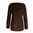 thumbnail image 3 of T-shirts à Col Rond à Manches Longues pour Femmes, Mode d'Automne, Hauts Western Tendance pour Dames, Tunique Ample, Hauts Grande Taille, Chandails Unis, Brun P, 3 of 4