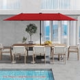 thumbnail image 1 of Costway 13 FT Large Patio Umbrella with LED Solar Lights Crank Handle 12 Heavy-Duty Ribs Wine, 1 of 10