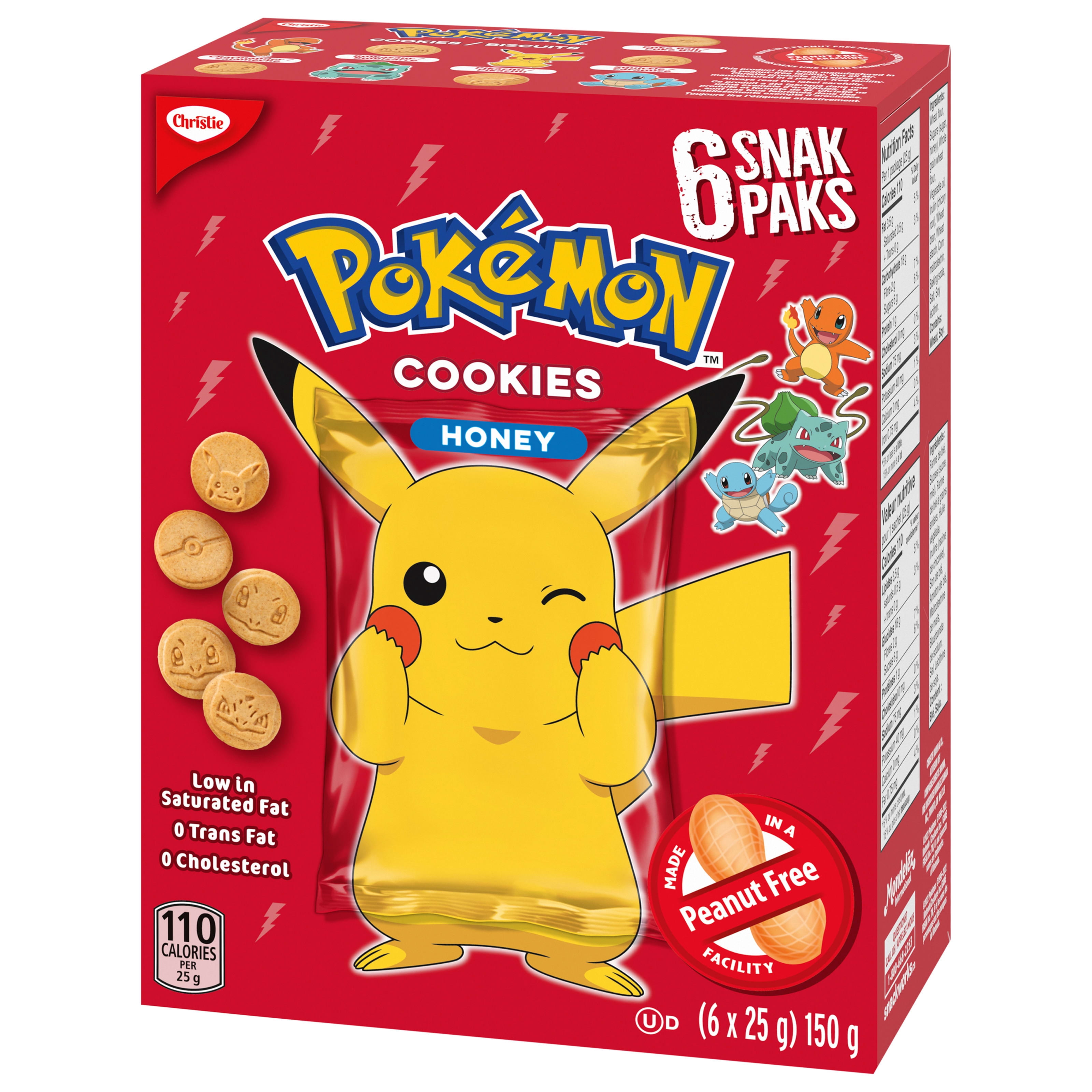 Biscuits Pokémon au miel de Christie en sachets Snak Paks, fabriqués dans une usine exempte d’arachides, emballés individuellement, collations pour l’école