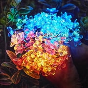 ZZkhGO Solar Flower Cherry String Lights, 20 LED Waterproof Outdoor Garden Lights, 8 Mode Fairy Lights for Patio Yard Wedding Party