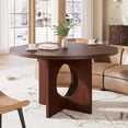 thumbnail image 2 of Round Dining Table for 4-6 People, 47'' Dining Room Table with Wooden Pedestal Base, Dinner Tables, Circle Kitchen Tables for Dining Room, Kitchen, Living Room (Table Only), 2 of 7