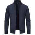 thumbnail image 1 of KIHOUT Winter Warm Coats Gentleman Long Sleeve Capless Solid Color Zipper Fashion Fallow Commuting Coat,Size L-3XL, 1 of 4