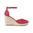 thumbnail image 3 of BLISSFUL STEP Sandales Compensées à Plateforme en Espadrille à Lacets pour Femmes Rouge (Taille 7,5), 3 of 6
