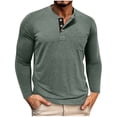 thumbnail image 2 of Yusimy Chemise Henley pour Hommes Manches Longues Col Rond Boutonnée Couleur Unie Poche Mode Décontractée, 2 of 6
