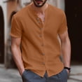 thumbnail image 1 of TIMIFIS Mens Short Sleeve Top Cotton Linen T Shirts Beach Solid Short Sleeve Shirts V-neck Button Closure Tops Blouse - Spring/Summer, 1 of 6