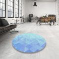 thumbnail image 4 of Ahgly Tapis d'Intérieur Lavable en Machine Carré Transitionnel Bleu Cristal, 5 Pieds Carré, 4 of 7