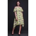 thumbnail image 2 of Bimba Beige Bird Print Womens Chic Style Cold Shoulder Shift Dress Summer Tunic - X-Large, 2 of 6