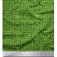 thumbnail image 1 of Soimoi Moss Georgette Fabric Stripe & Floral Block Printed Craft Fabric by the Yard 42 Inch Wide, 1 of 3
