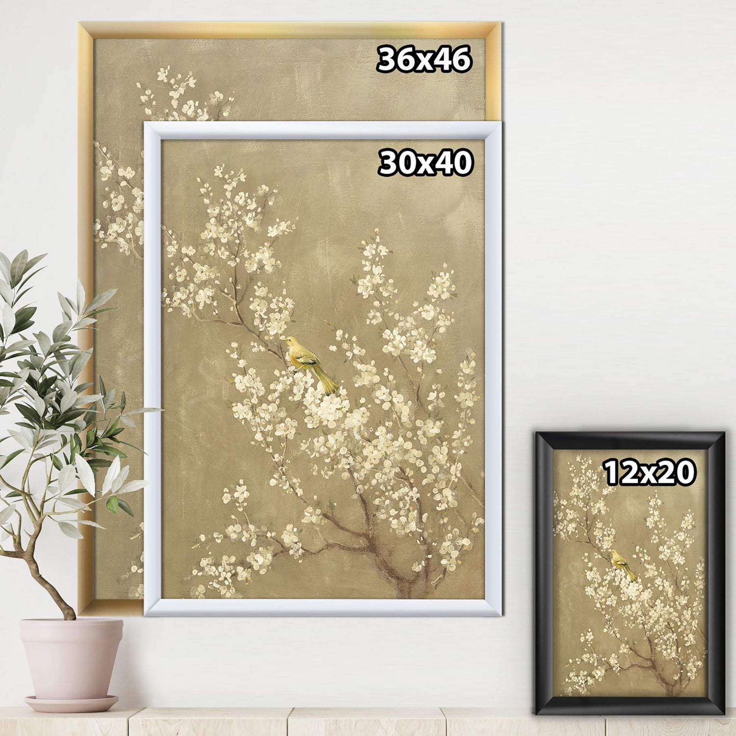 Designart Fleur de cerisier blanc III Art mural encadré