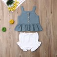 thumbnail image 4 of Newborn Baby Girls Button Sleeveless Crop Tops + Mini Shorts Outfits 2pcs Clothing Set, 4 of 8