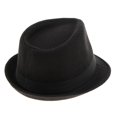 thumbnail image 4 of Men's Manhattan Structured Gangster Trilby Wool Felt Fedora Hat Black, 4 of 8